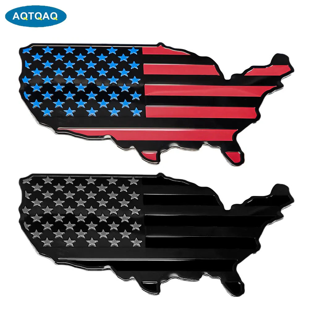 

AQTQAQ 1 PCS Fashion USA Black Flag Map Auto Fender Emblem 3D Badge with Strong Adhesive Fit for Cars Trucks Laptop Wall New