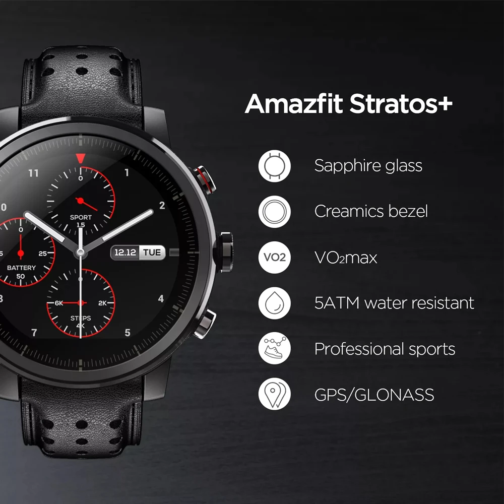 Amazfit Stratos 2 Smart Fitness Sport Watch for Android IPhone 5ATM Water Proof Bluetooth Music Built in GPS 95 New Exhibits