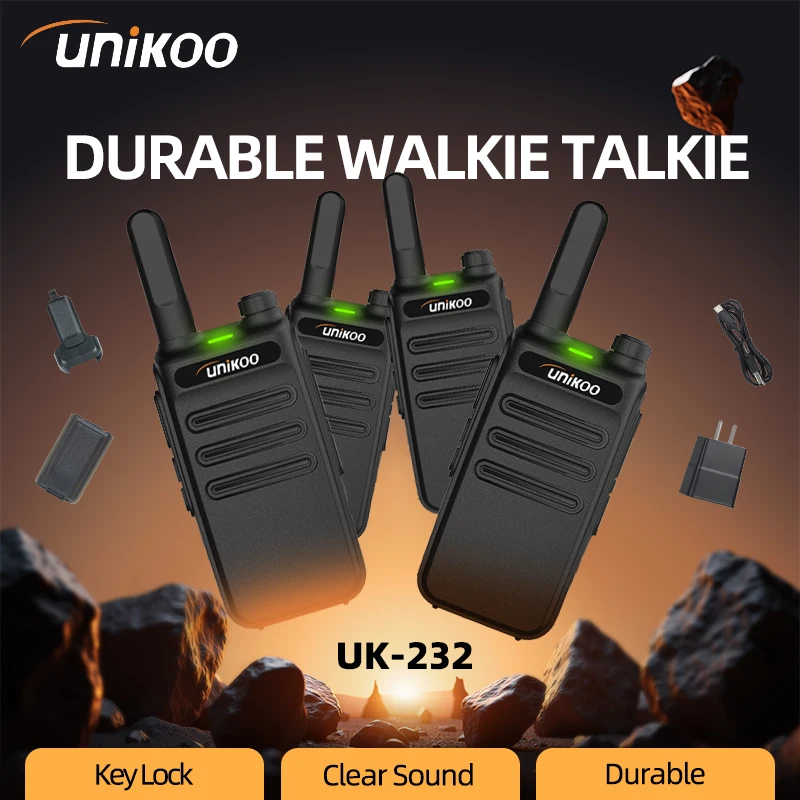 

Unikoo UK232 Portable Walkie Talkie 4 PCS Handheld Type-C PMR FRS Licence-free Two Way Ham Radio station for Camping Hunting