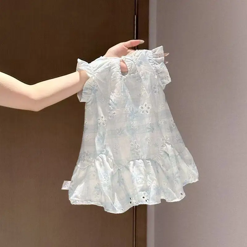 2026 Summer New Baby Girl Dress With Lotus Leaf Edge and Daisy Embroidery for Infants and Young Children