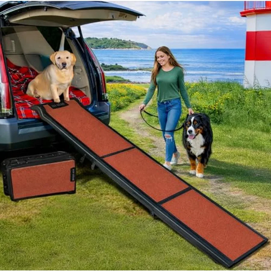 

Travel Lite Ramps 71 L x 16 W for Dogs, Compact Easy-Fold, Lightweight and Portable, Built-in Carry Handle, Supports 150-200lbs