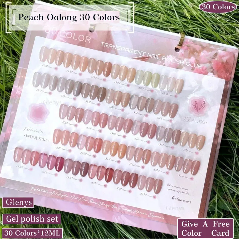 

Glenys 30 color peach oolong nail polish glue semi permanent immersion gel ultraviolet LED varnish gel nail salon art set