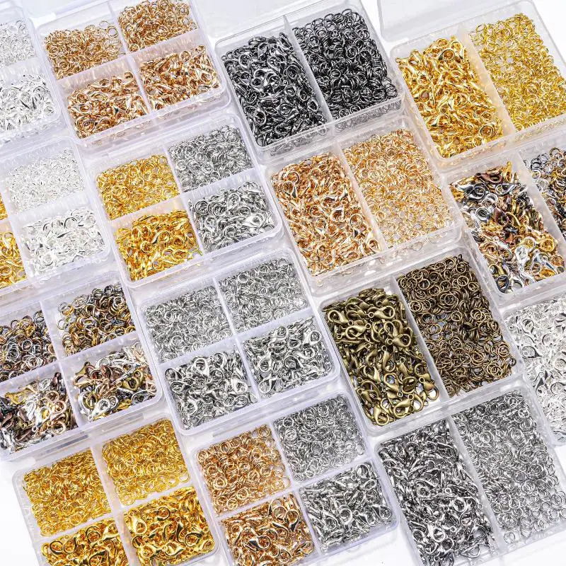 500Pcs/Box Jewelry Making Kit Lobster Clasps & Jump Rings With Box For DIY Chain Necklace Bracelet Anklet Supplies Connectors