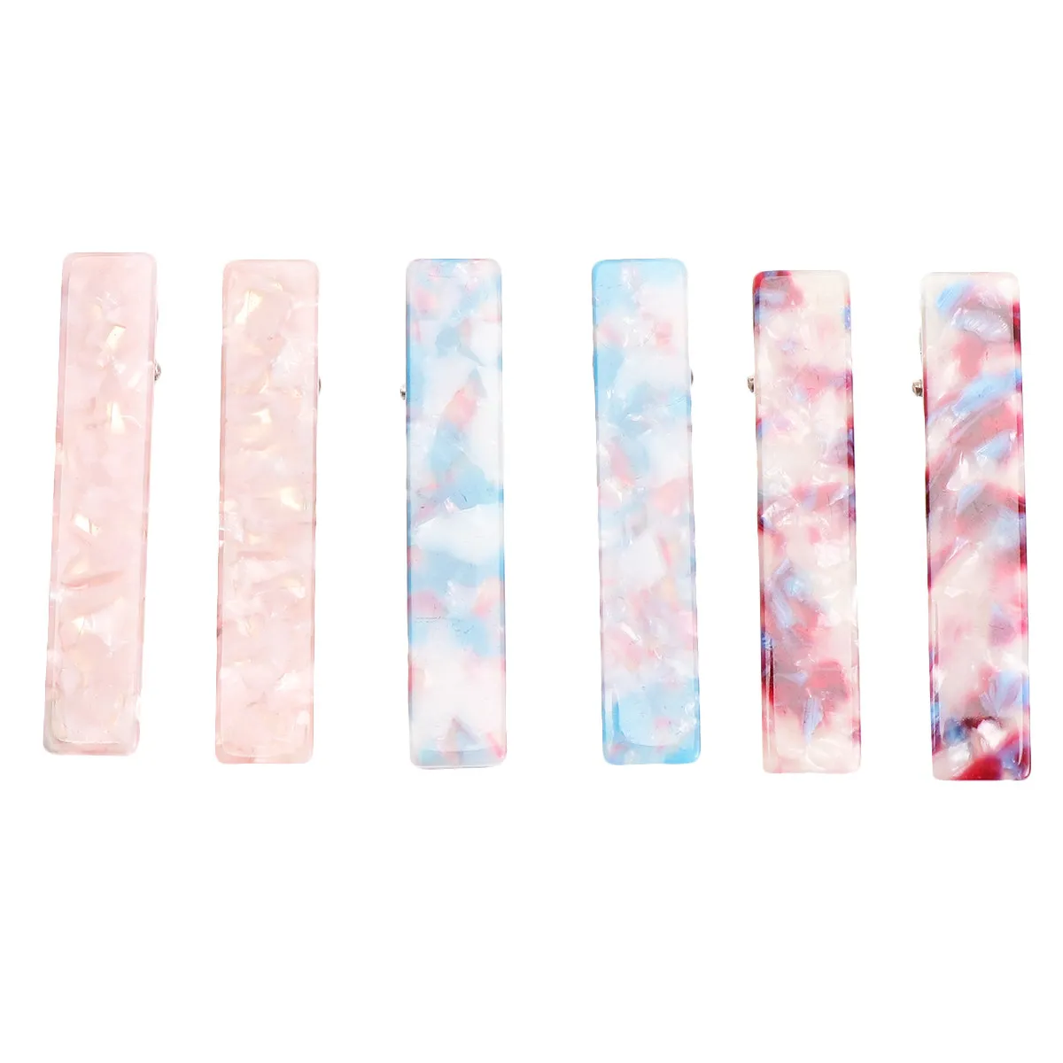 

6Pcs Marble Print Hair Clips Women Fashionable Unique Design Hair Accessories for Meeting Appointment Decoration Hairpins