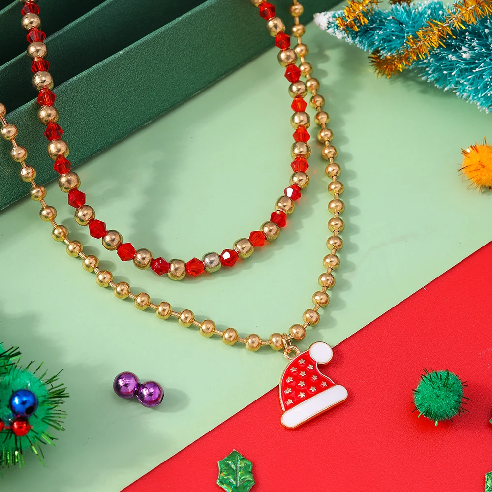 Aihua Neue Mode Weihnachten Halskette für Frauen Mädchen Santa Claus Deer Glocke Weihnachten Stern Baum Anhänger Halskette Neue Jahr Geschenke – Detail 9