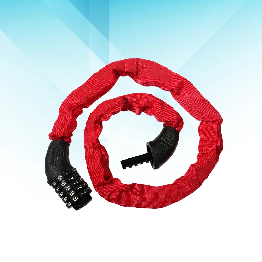 

Combination Chain Lock Resettable 5- Password Heavy Duty Bike Lock High Security Anti- Motorbike Gate Fence Red