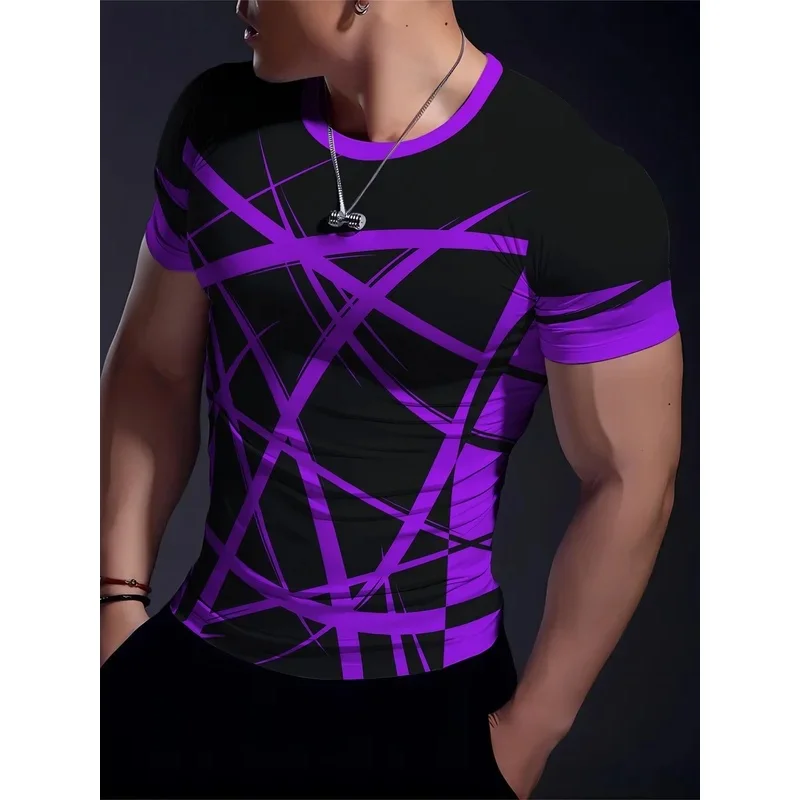 Men's Compression Sports Tshirt Quick Dry High Elasticity Green Line Graphic Short Sleeve Gym Running Training Top
