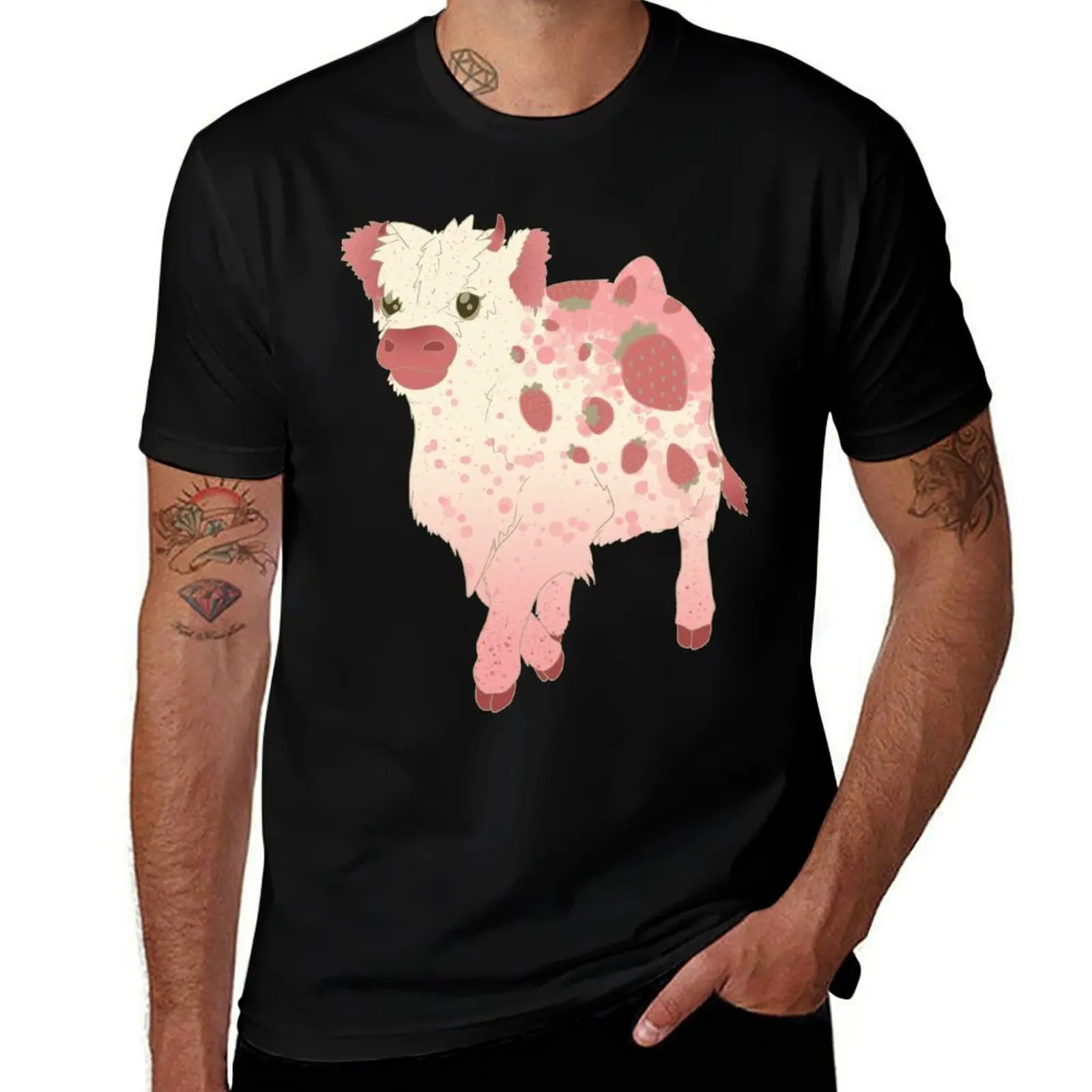 

Strawberry Cow T-Shirt cotton t shirt pack anime t shirts for man man t shirt graphic T-Shirt