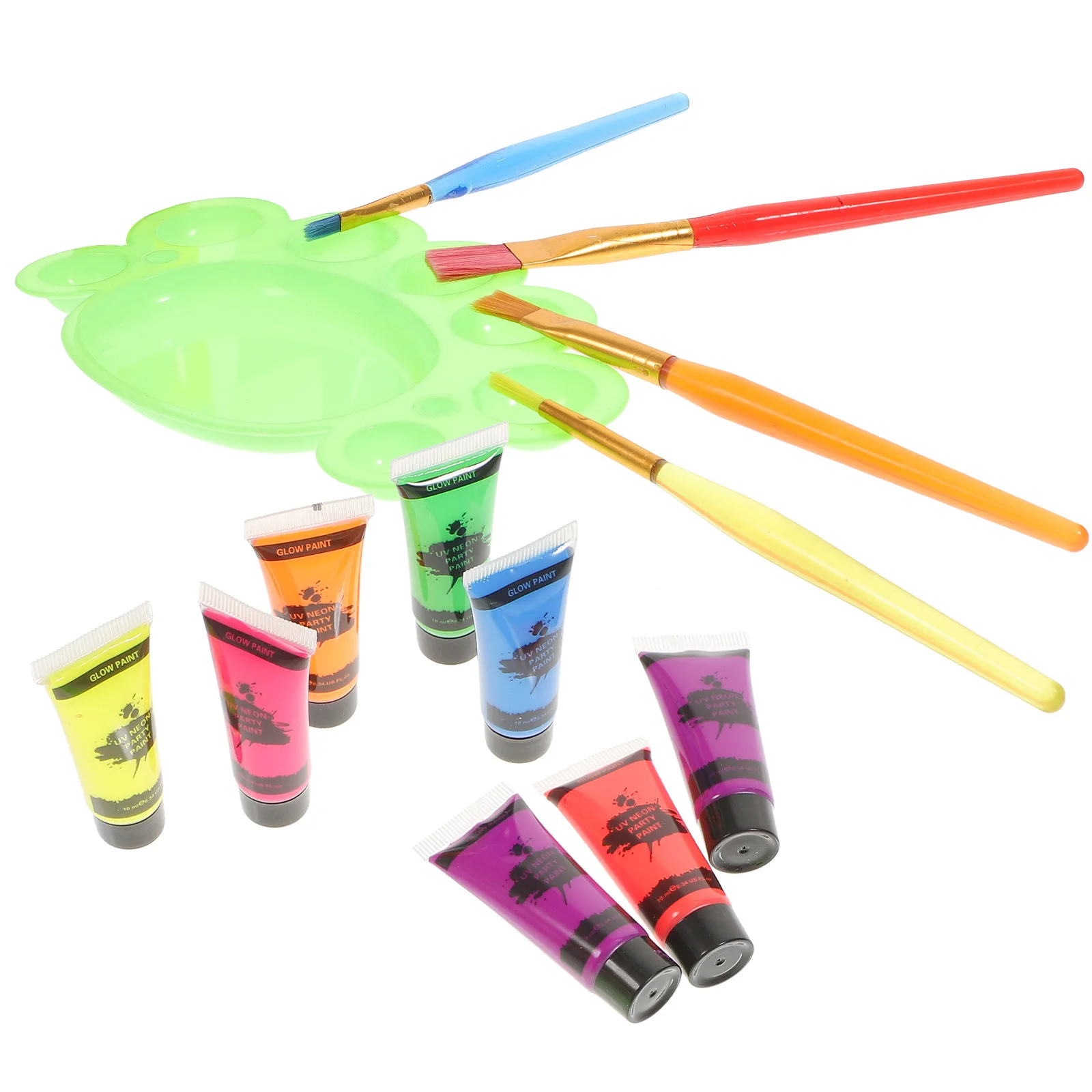 1 مجموعة الفلورسنت الجسم الوجه الطلاء المياه القائمة للتوهج في الظلام ماكياج لحزب الهالوين الأشعة فوق البنفسجية Blacklight الجلد طقم فني النيون الجسم #4