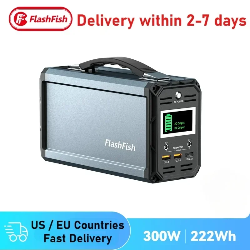 Portable Power Station 300W AC Outlet 222Wh Solar Generator Energy Station Backup Power for Outdoor Camping RV Home Emergency