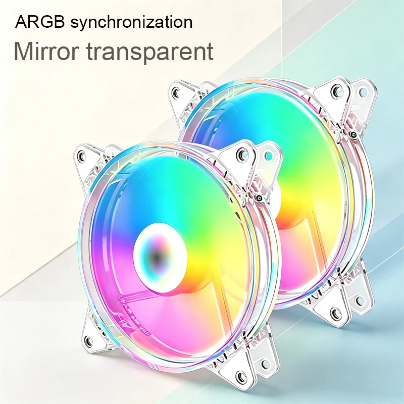 120mm Ultra Quiet High Airflow ARGB & PWM PC Case Cooling Fan Half-Transparent White Computer Case Fan for Gaming Desktops