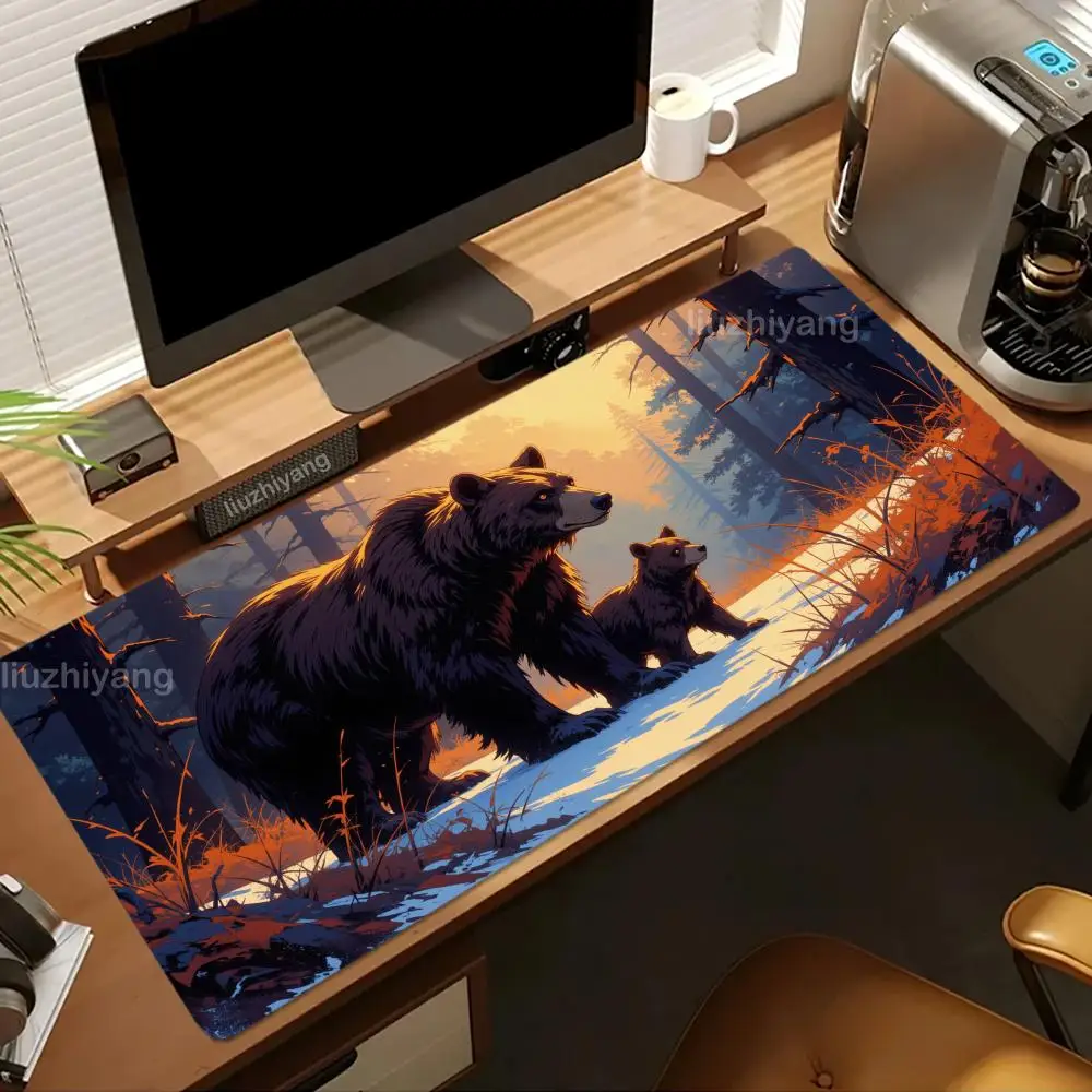 Animais família mouse pad grande computador escritório jogo tapete de mesa xxl borracha antiderrapante costurado borda pc teclado tapetes de mesa longa