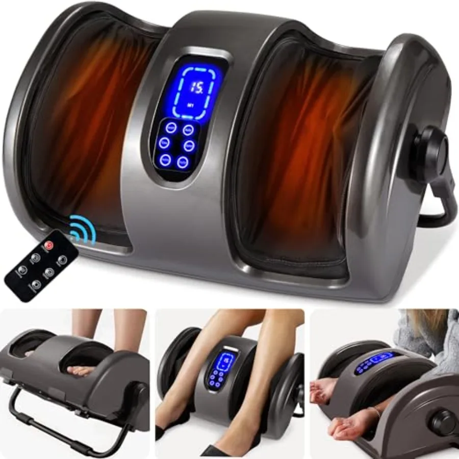 

Heated Shiatsu Foot Massager for Pain Relief Plantar Fasciitis Neuropathy Blood Circulation with Compact Design - Gray