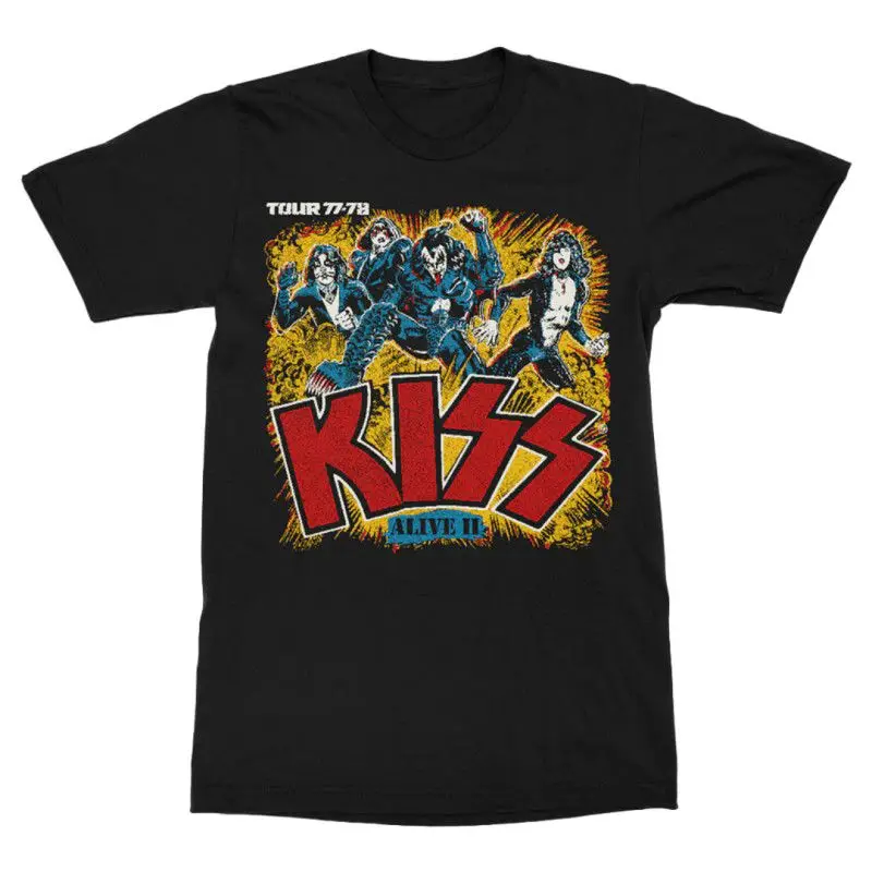 

Summer's New Kiss Hard Rock, Heavy Metal Kiss Band, American High Street Band, Pure Cotton Heavy T-shirt Short Sleeve
