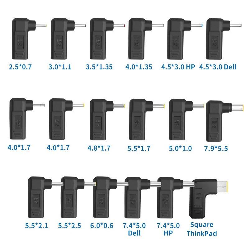 

Laptop DC Power Jack Connector USB C PD Charge Converter Type-C to 4.5x3.0 3.0x1.1 5.5x2.5 7.4x5.0 7.9x5.5 4.0x1.35mm Adapter