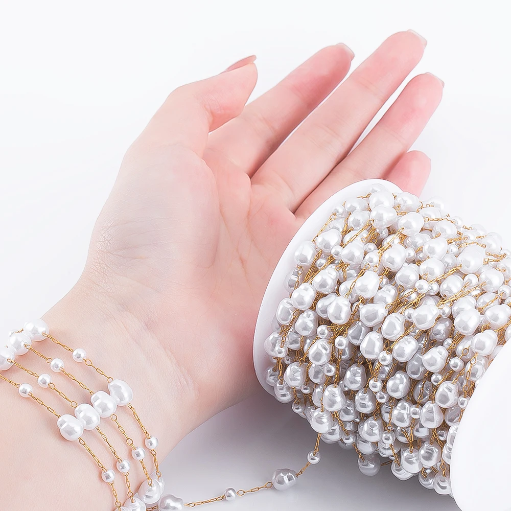 0,5 M 1 M Unregelmäßige Imitation Perle Perlen Ketten Metall Halsketten Armbänder Perle Kette Frauen Kleidung Schmuck Machen DIY liefert – Detail 18