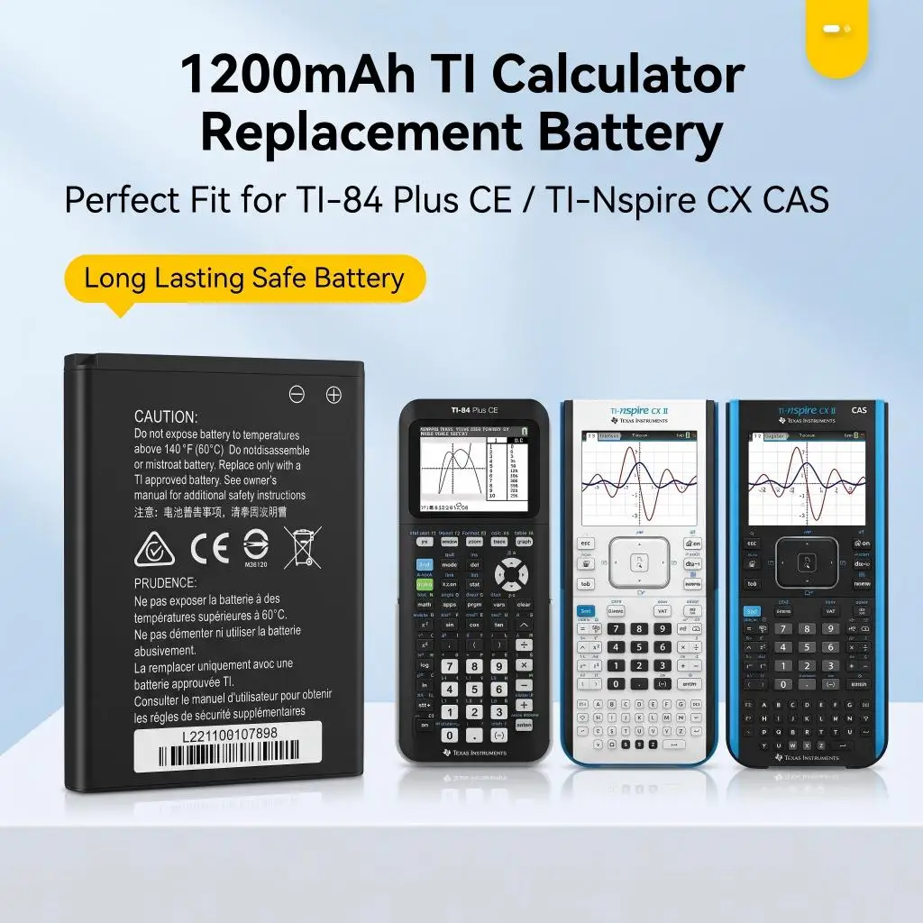 3.7L1200SPB 3.7V 1200mAh Li-ion Replacement Battery for TI-84 Plus CE TI-Nspire CX CAS Graphing Calculator