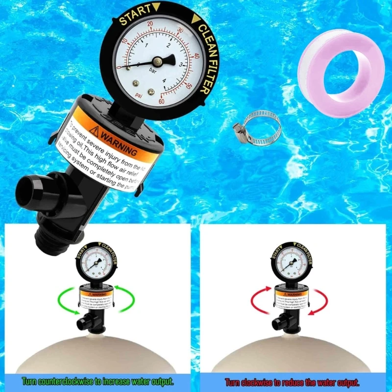 Manual Air Relief Valves Replacement Relief Values Gauge Plug Water Release Valves Pressure Gauge Replacement for 9820980