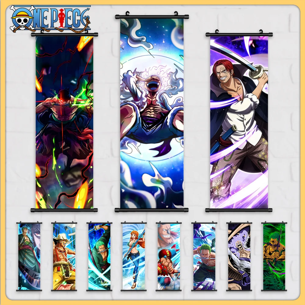 

Japanese Anime Canvas Wall Art ONE PIECE Painting Hanging Scrolls Cartoon Modular Picture Poster for Home Decor