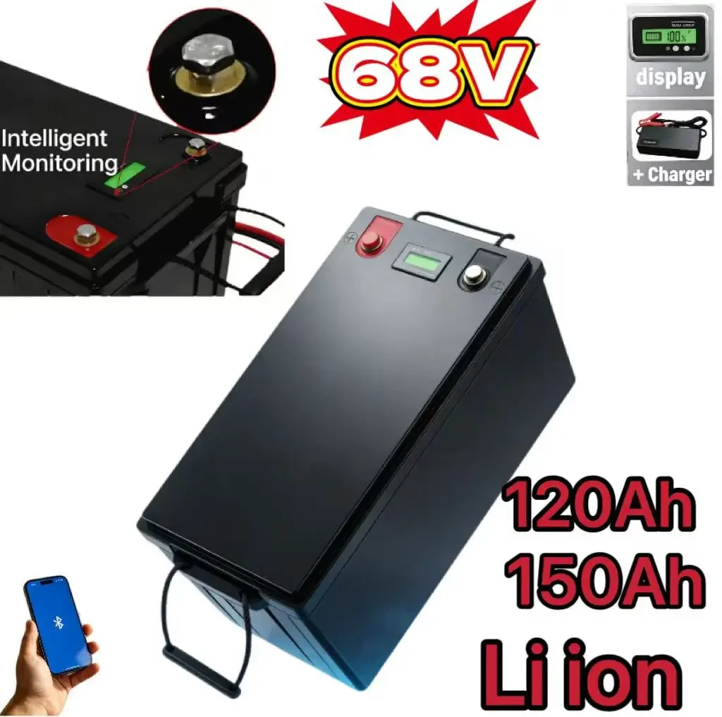 Waterproof 60V 150Ah High Drain Li-ion Battery With Protective BMS & Original 10A Charger, Fit Custom Modified 6000W Scooter, Sm