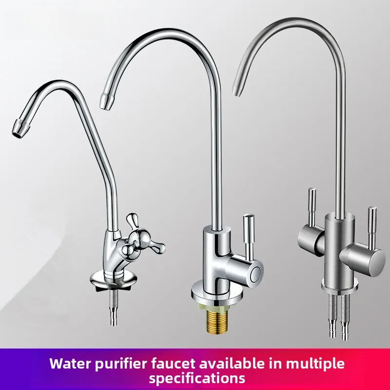 2 Points American Rotatable Gooseneck Stainless Steel Copper Core Water Purifier Faucet, Direct Drinking Tap