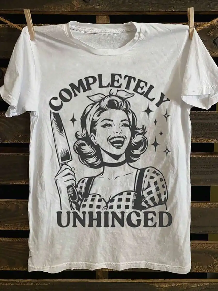 Men'S Retro Rock Band Graphic T-Shirt | Vintage 'Completely Unhinged' Print, Breathable Streetwear Tee, Regular Fit Casual Short