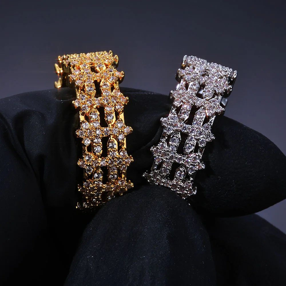 

Hip hop Ring Cross Inlaid With Sparkling Zircon Fashion Jewelry Brass Gold plated Silver Plated Men's Ring