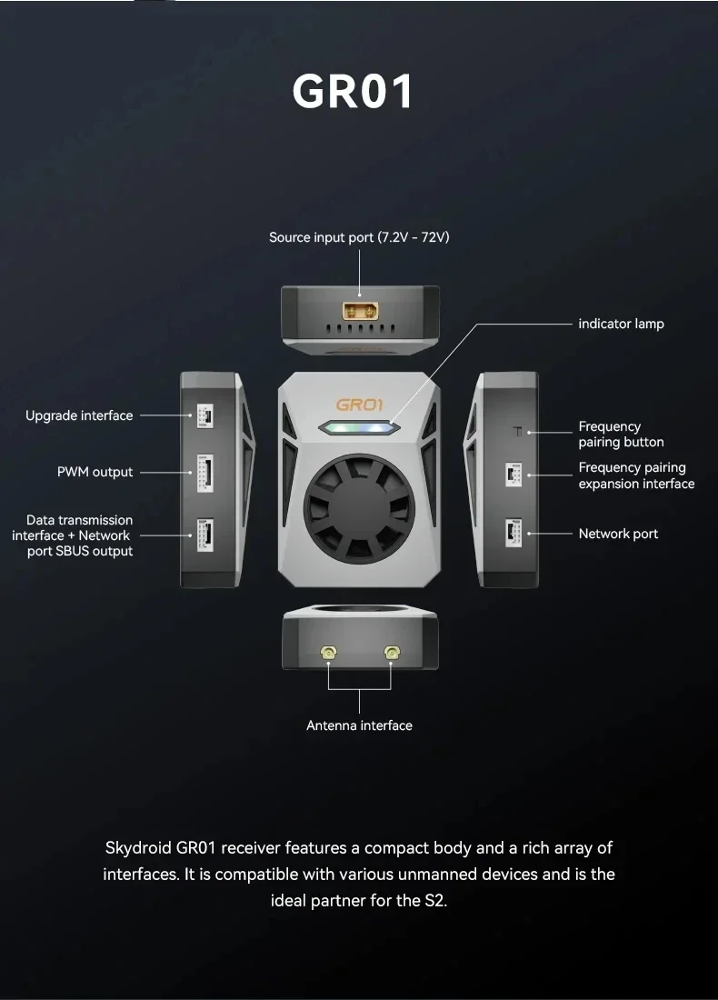 Skydroid GR01 Receiver, Compatible with G20 and G12 Remote Control for RC Drone UAV Replacement Parts and Accessories