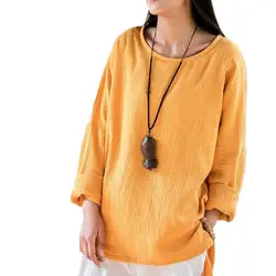 Autumn Women Vintage & Casual blouse comfortable loose casual cotton linen shirts women Spring blouse tops blusa mujer moda 2026