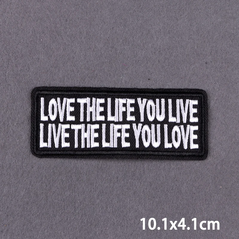Schwarzer Aufnäher mit Slogan zum Aufbügeln für Kleidung, DIY-Stickerei-Applikation, Bügelbare Aufnäher, DIY-Bügelsticker, Abzeichen – Detail 40
