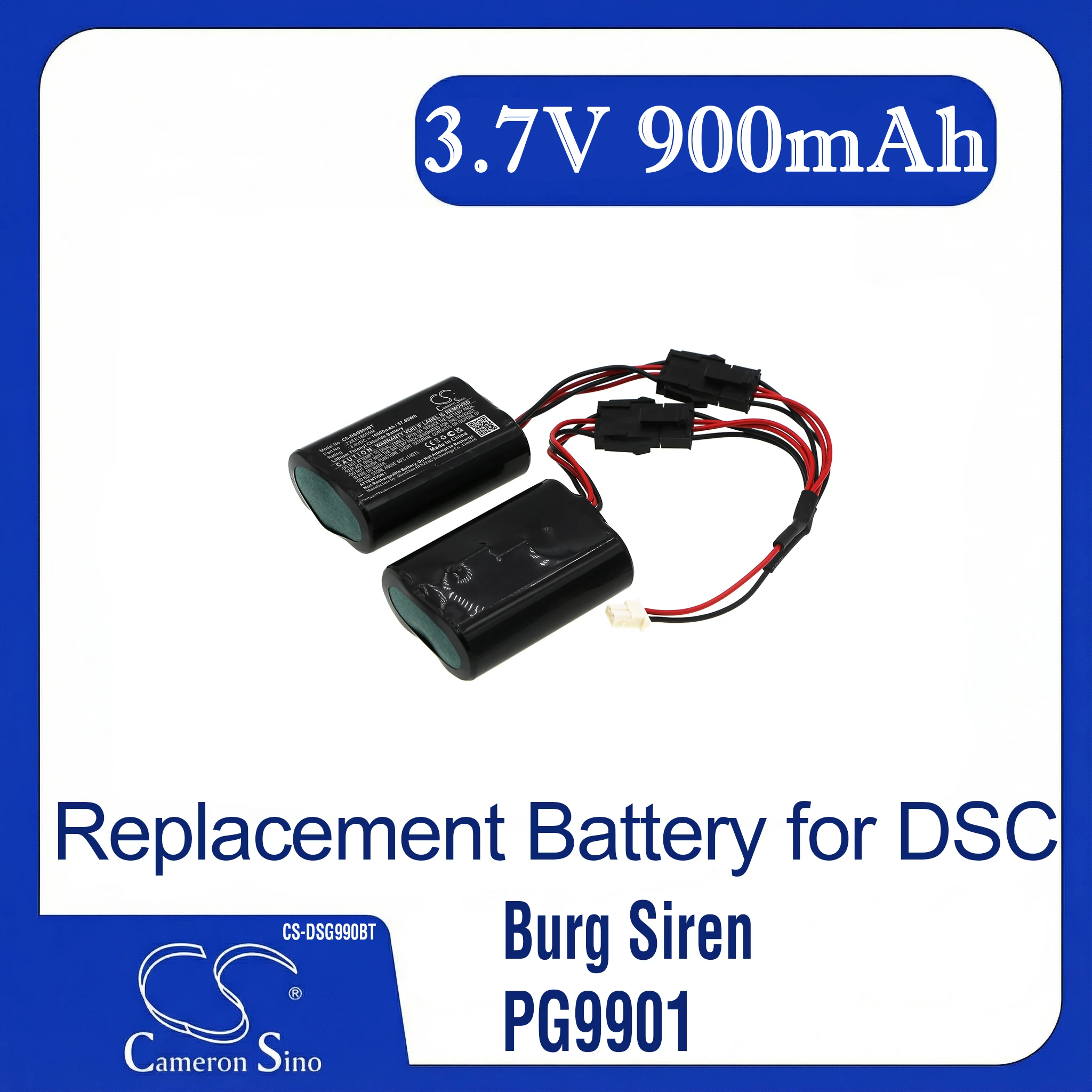 

Cameron Sino Replacement Battery for DSC Burg Siren, PG9901, Siren PG9901, Siren PG9911,, Fits P/N 2XER18505M