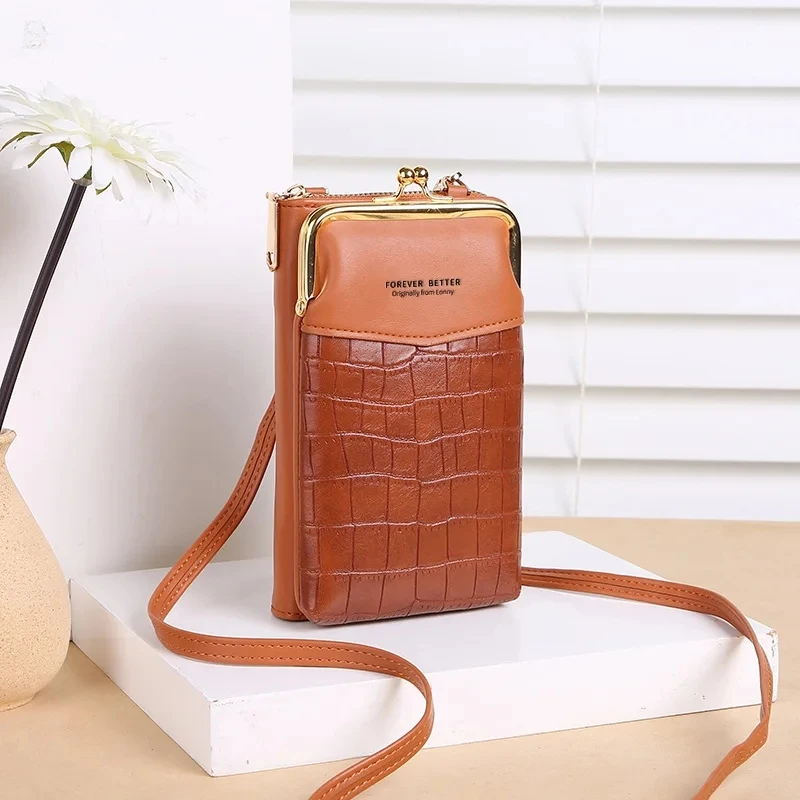 Luxury Crocodile Pattern Phone Shoulder Bag for Women PU Leather Crossbody Bag Multi-layer Messenger Bag Shopping Purse