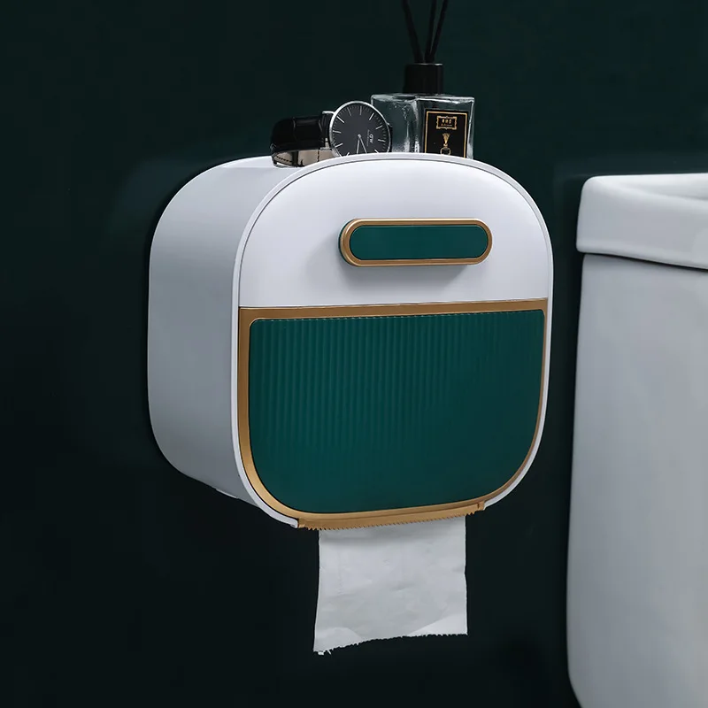 Toilet Paper Holder No Drill Paper Towel Holder Roll Paper Storage  Waterproof Multi-function Toilet Paper Storage Organizer