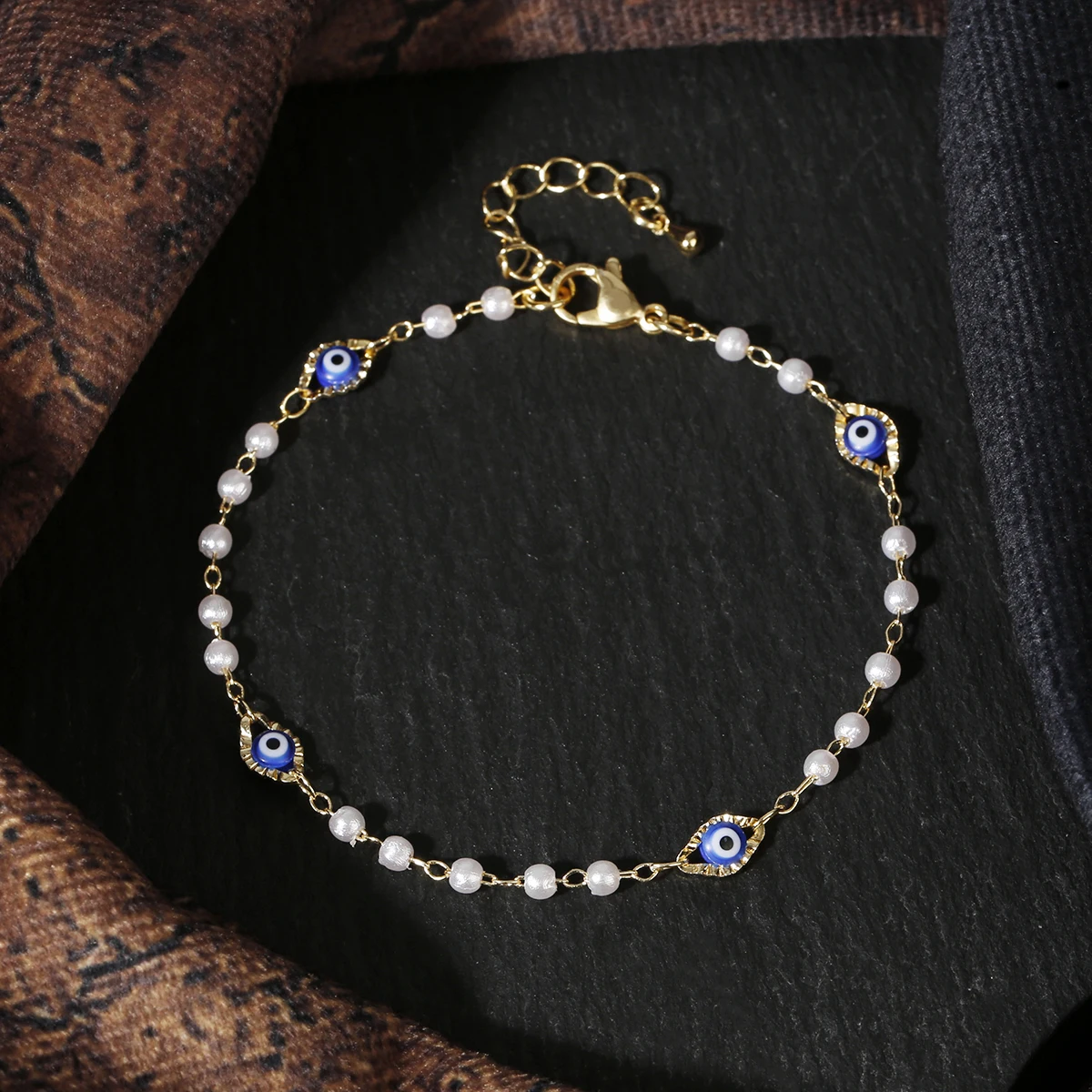 Women\'s Amulet Evil Nazar Eye Chain Charm Bracelet Vintage Drip Oil Fatima Hand Wristband Bracelets Stainless Steel Jewelry
