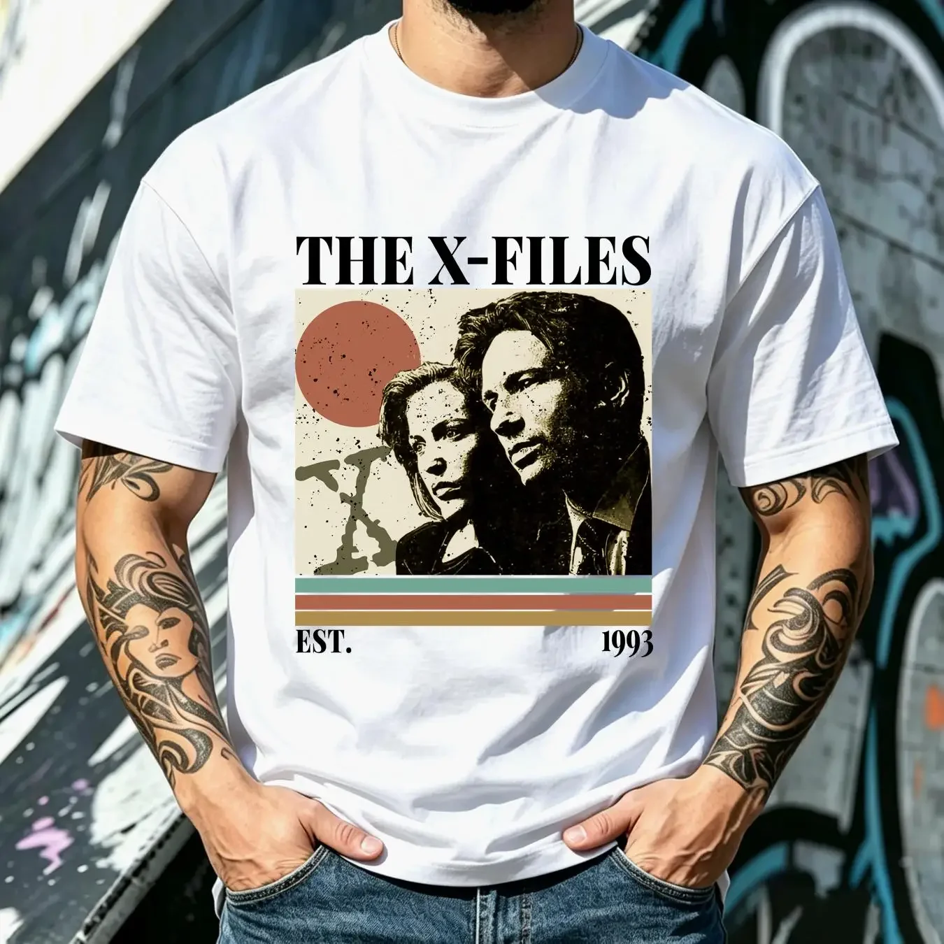washed T Shirt The X File Truth is Out There Dana Scully and Fox Mulder S 5XL long or short sleeves vintage Washed Comfortable