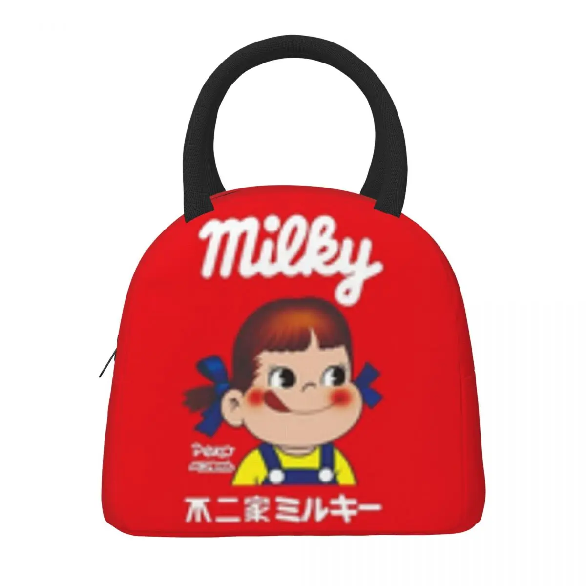 Milky Peko-chan Portable Lunch Bag Food Thermal Box Durable Cooler Lunchbox with Shoulder Strap Picnic Bag Office