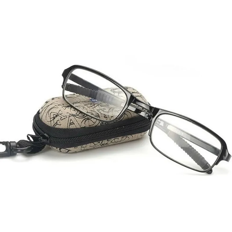 1PC Folding Reading Glasses With Zipper Case Women Men Portable Lightweight Eyeglasses Square Magnifying Eyewear Wholesale