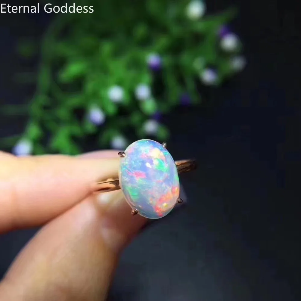 

925 Sterling Silver Sparkling Rings Colorful Oval Opal Rings Fashion Jewelry Engagement Wedding Luxury Ladies Rings