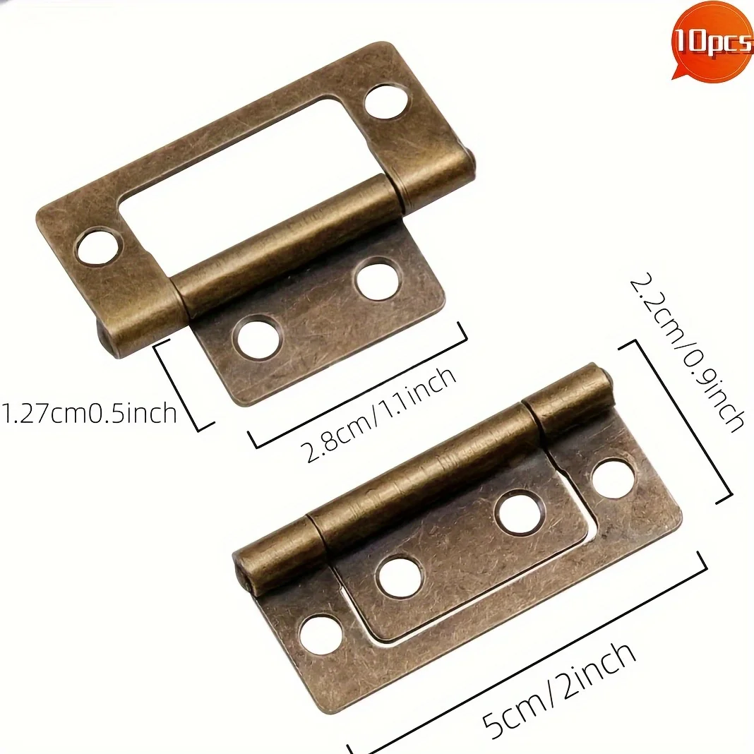 10pcs Non-mortise Hinge Heavy Duty Hinge For Wooden Box Hinge For Furniture,Interior Door Hinges With Mounting Screws