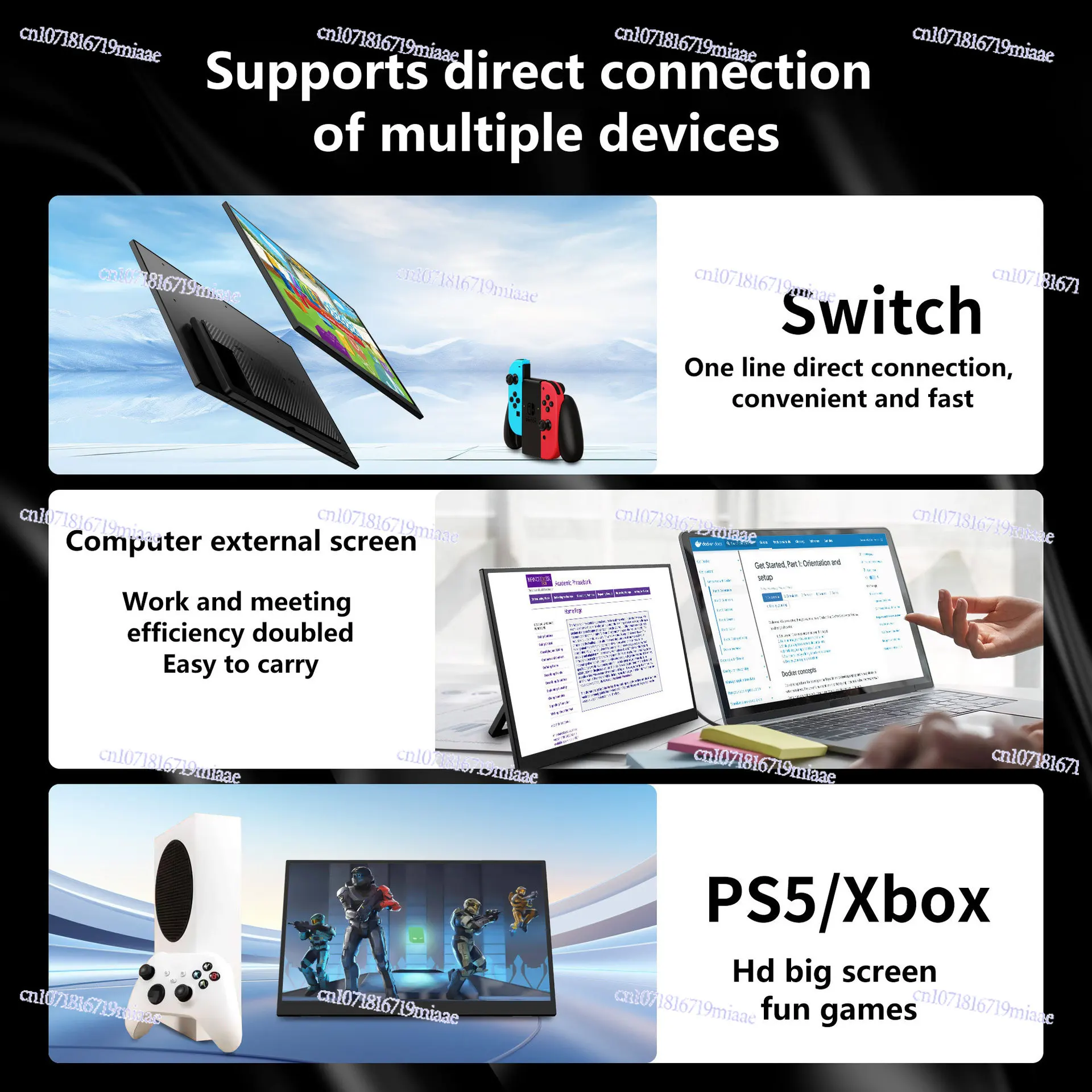 

Cross-border New 15.6-inch Touch Portable Display, Ultra-clear Display, External Switch BOE Portable Screen