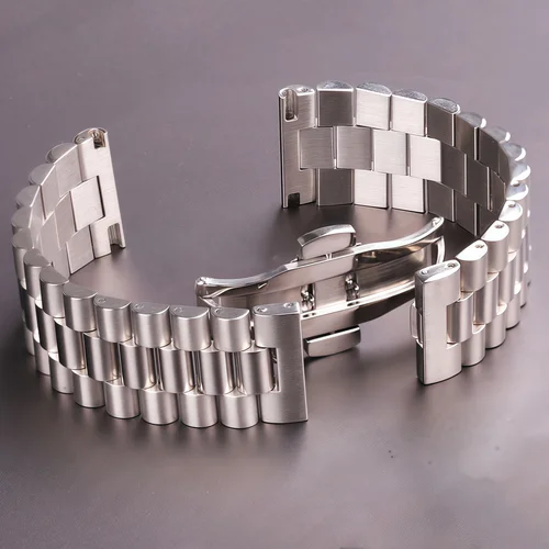 Imagen 1 del producto Correas de reloj de acero inoxidable, pulsera para mujer y hombre, correa de reloj de Metal sólido plateado de 16mm, 18mm, 20mm, 21mm y 22mm, accesorios