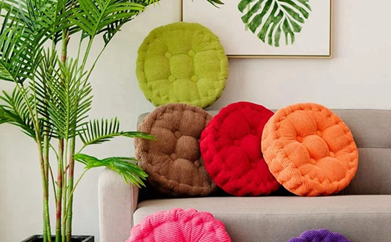 Großes rotes getuftetes Sitzkissen, verdicktes quadratisches Maiskolben-Tatami-Sitzkissen, Bürostuhlkissen, weiches Sofa als Geschenk, Bodendekoration, Kniekissen – Detail 6