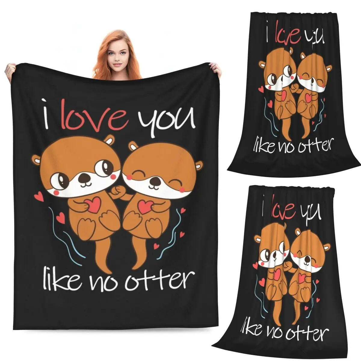 

I Love You Like No Otter Blanket Fleece Sofa Multi-function Throw Blankets for Couch Bedding Travel Throws Bedspread Quilt
