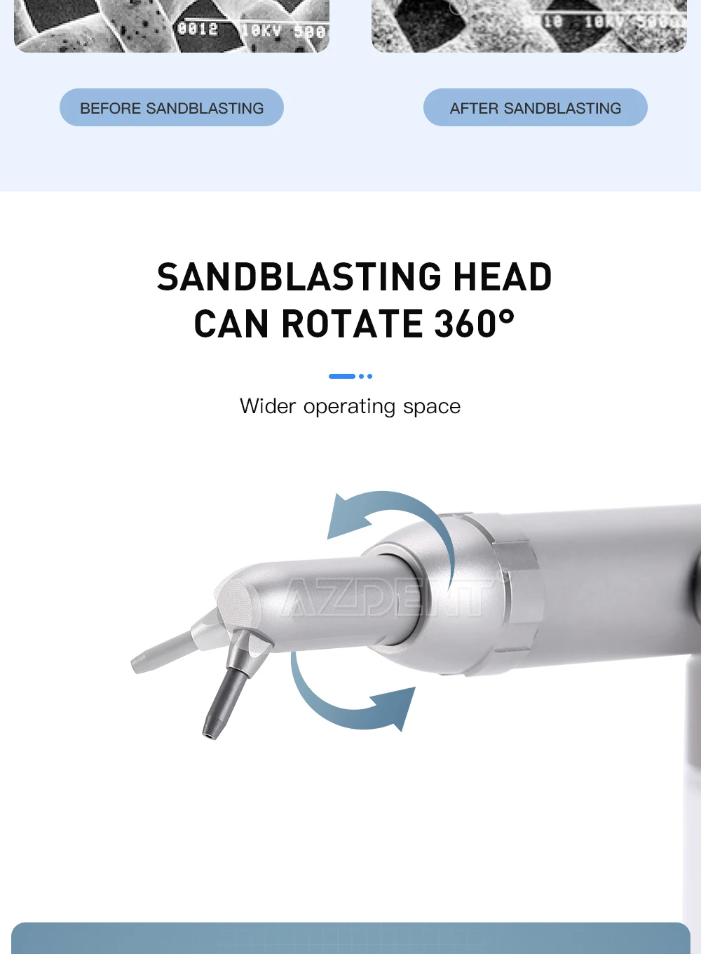 AZDENT Dental Aluminiumoxid Sandstrahlen Polierer MicroBlaster Wasser Spray Zahnmedizin Ausrüstung Werkzeug 2/4 Löcher mit Düse – Detail 6