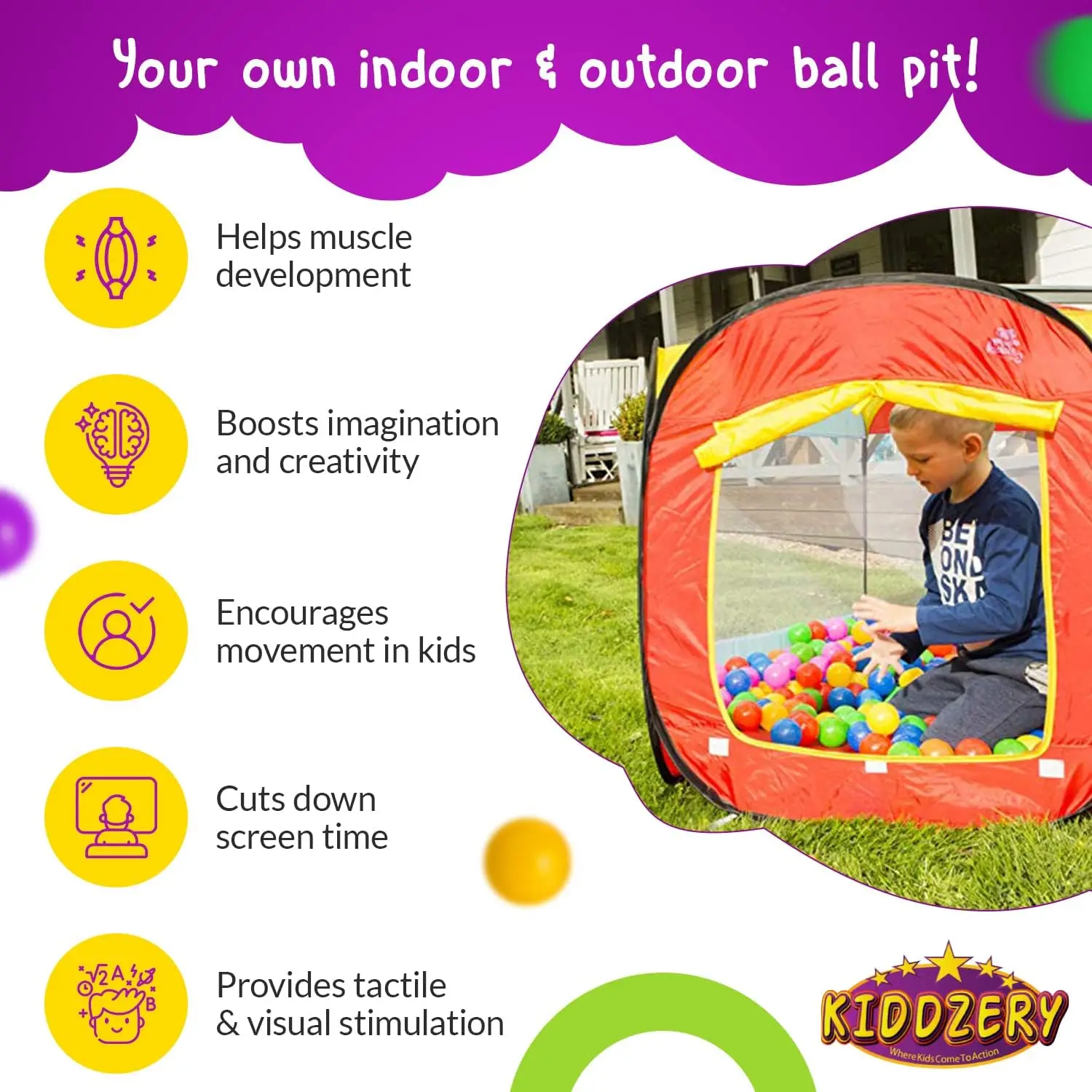 Kids Ball Pit Large Pop Up Ball Pit Tent for Toddlers - Indoor & Outdoor Gift Toys for Infants Girls & Boys, Baby Playpen with Z