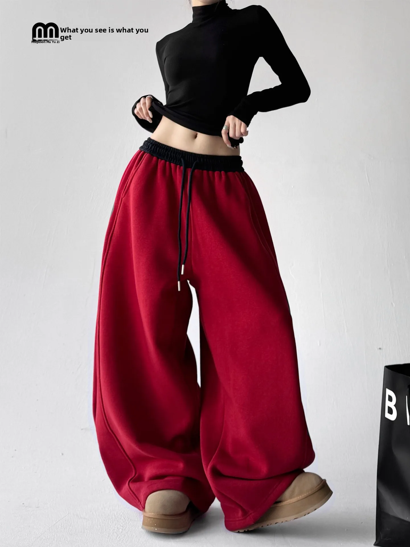 Taille haute Fce doublé jambe large pantalon de sport couleur américaine Blo Design pantalon décontracté pour les femmes automne hiver nouveau Sle