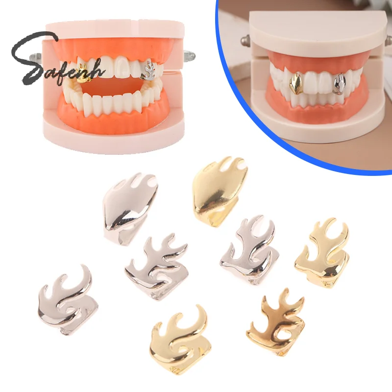 1Pcs Hip Hop Braces Single Tooth Flame Teeth Punk Metal Teeth Caps Dental Fashion Jewelry Party Cosplay Teeth Grills