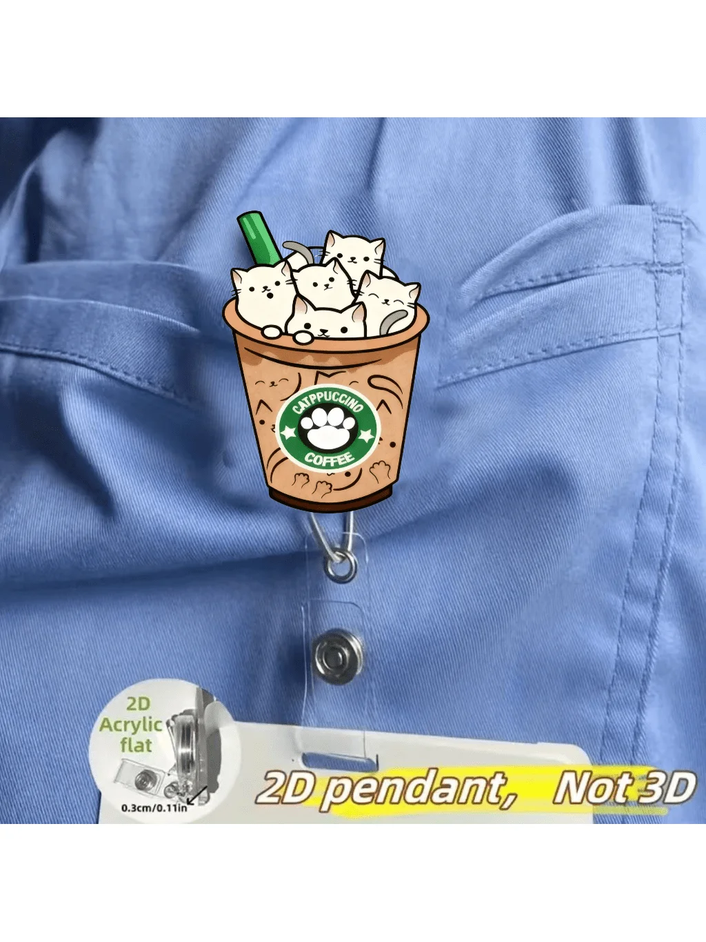 قطعة واحدة من حامل شارة قابل للسحب لطيف على شكل ممرضة مع مشبك لبطاقة الهوية - بكرة علامة اسم الموظفين الطبيين من الأكريليك للأطباء، RN، LPN - مثالية