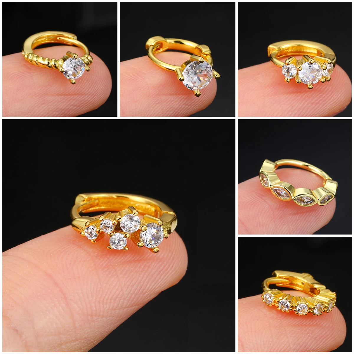 1PC Conch Rook Daith Piercing Hoop Earrings For Women Small Star Zircon Ear Tragus Body Jewelry Gold Color Cartilage Accessories