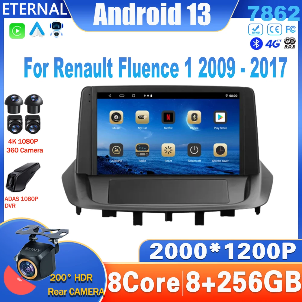 

Android 13 For Renault Fluence 1 2009 - 2017 Multimedia Monitor Car Auto Radio Navigation Player Video Stereo GPS Radio NO 2Din